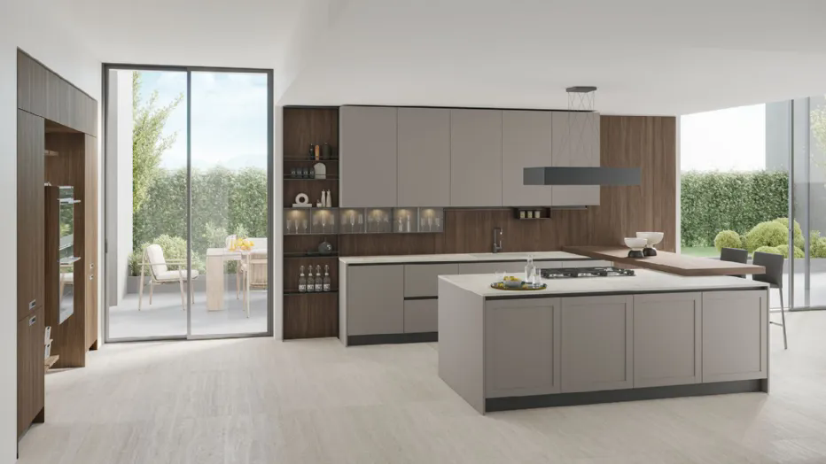 Infinity 3 Rovere Liquirizia, Grigio Fumo, top Dekton Entzo. 