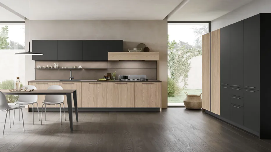 Infiinty 09 Rovere Spiga, Nero, top laminato Malta Ombra